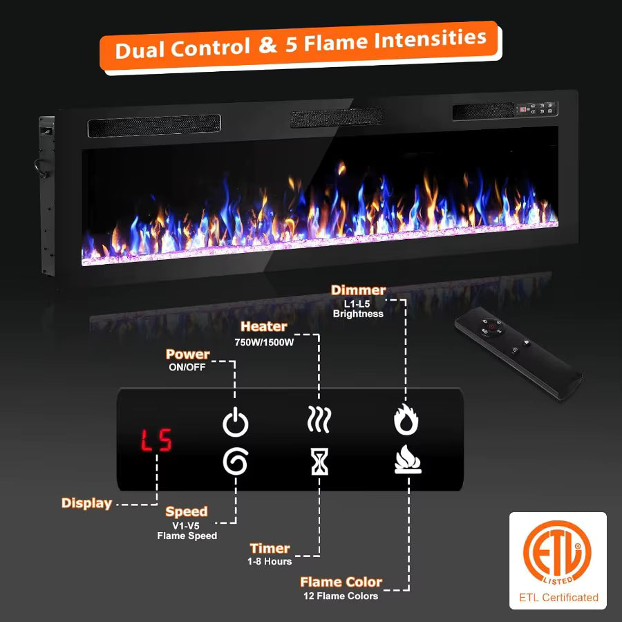 72 Inch Indoor Electric Fireplace