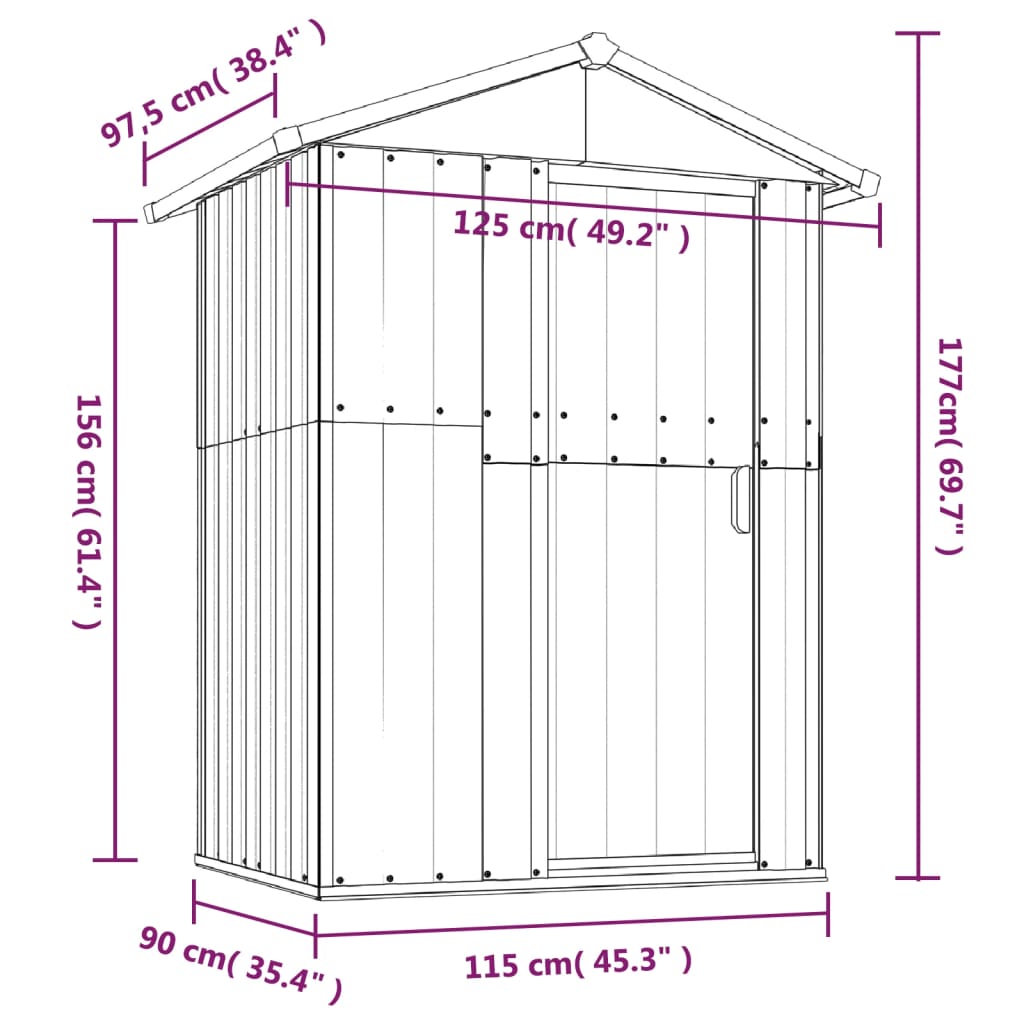 vidaXL Galvanized Steel Outdoor Shed