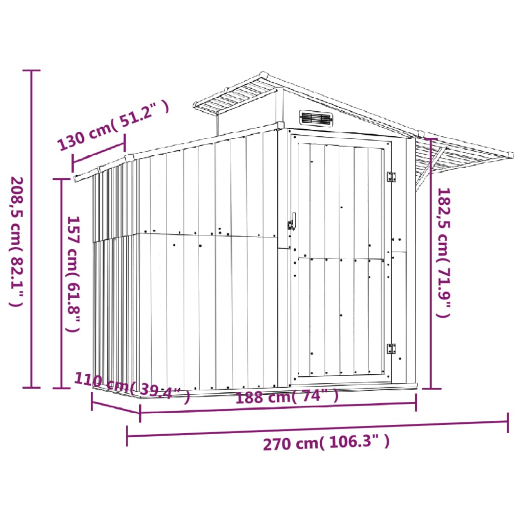 vidaXL Galvanized Steel Outdoor Storage